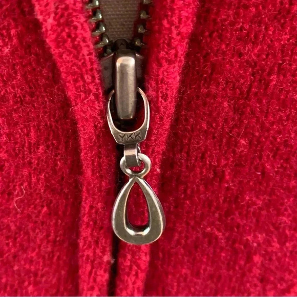 CAROLE LITTLE Boiled Wool Full Zip Faux Fur Collar Sweater Jacket M * Flaw - Picture 10 of 13